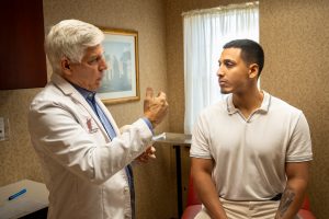 Dr. Parker talking with a patient